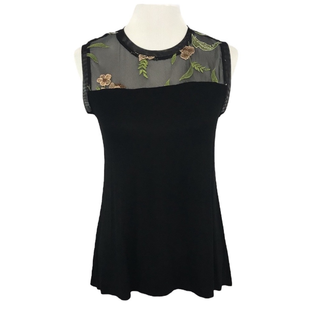 Pebble & Stone Sleeveless Top Size Small Black Tee